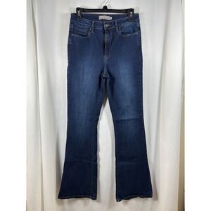 Just USA Womens High Rise Flare Leg Jeans Dark Wash‎ Blue Denim Size 10